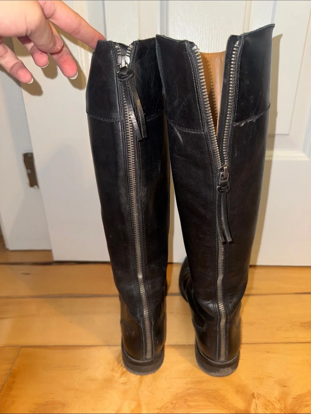 Nine West Black Zip Up Leather Boots